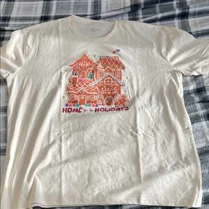 Cream Holiday T-Shirt with Orange Design